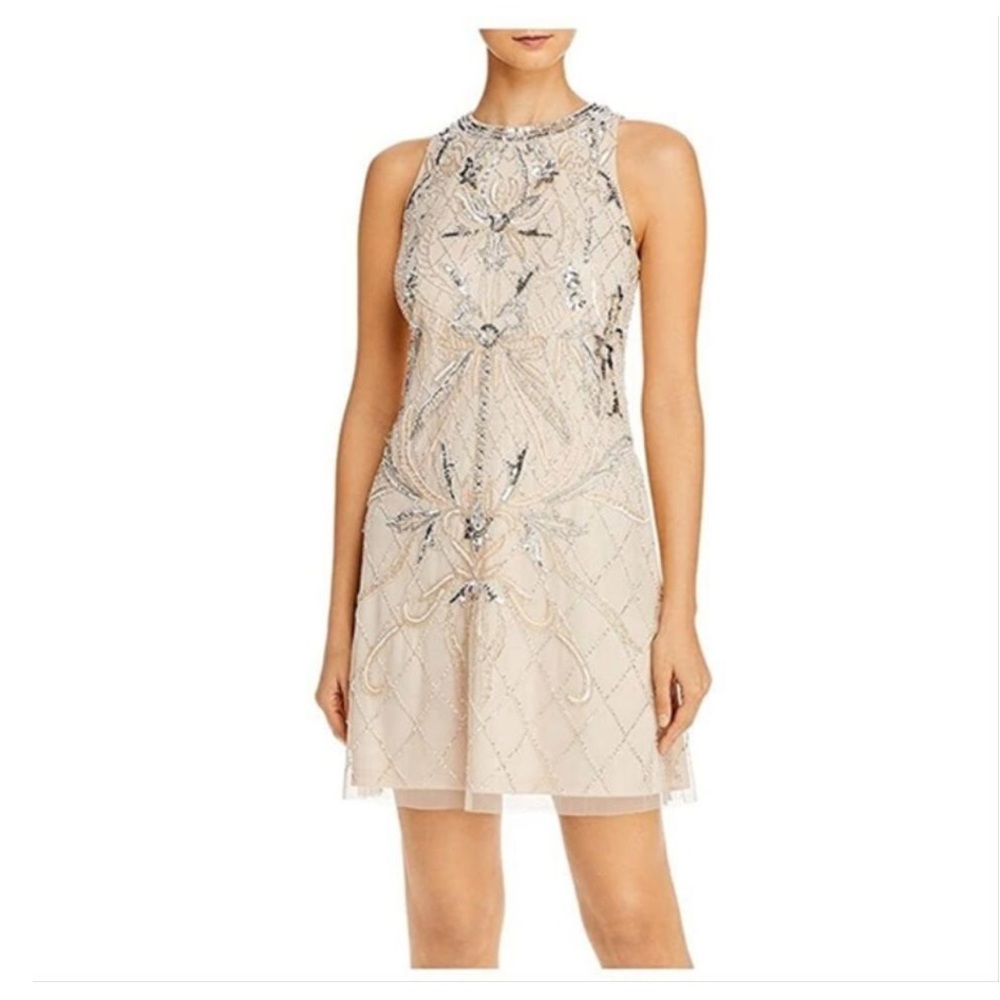 Aidan Mattox champagne beaded dress size 6